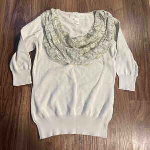 Nick & Mo Blouse Beige Floral Long Sleeve Sweatshirt Top Cotton Women's Medium